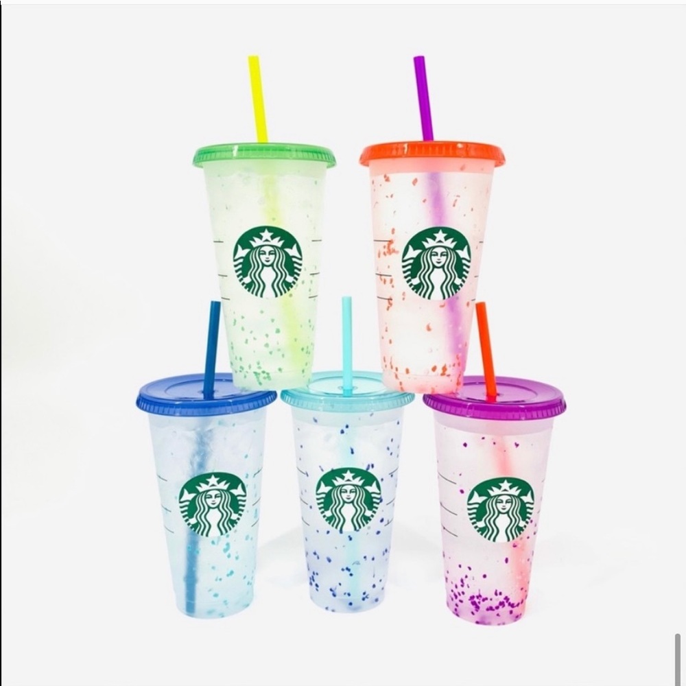 Starbucks Color Changing Confetti Reusable Cup set